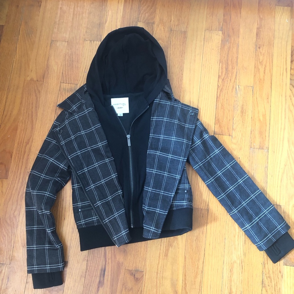 Habitual Girl Plaid Moto-Style Jacket